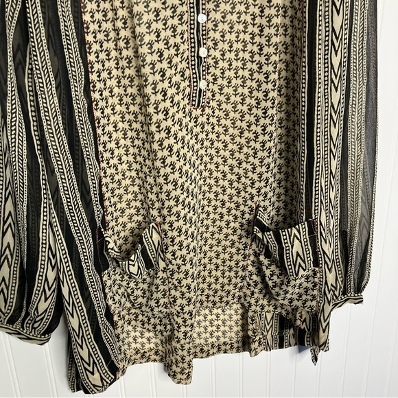 Free People Top XS Oversized Sheer Embroidery Feather In The Wind Boho - Picture 3 of 11